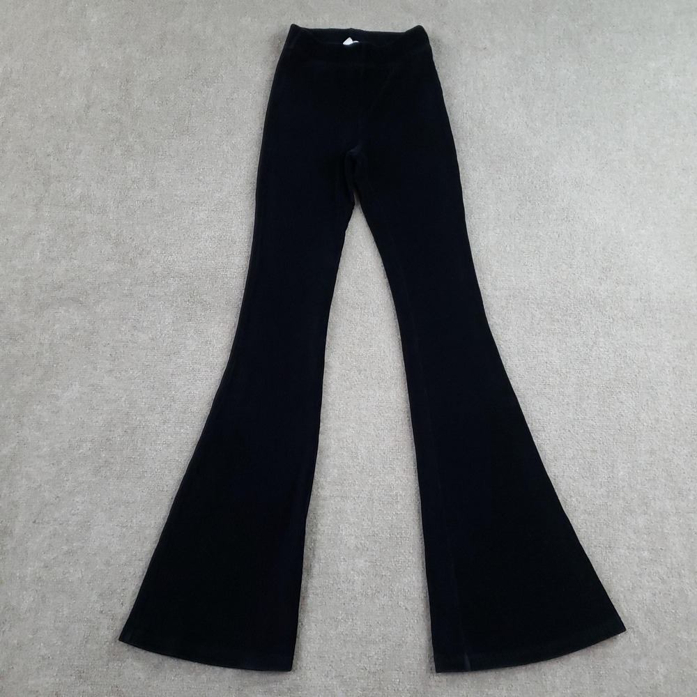 American Eagles Pants Womens XS LONG Black Ribbed Flared Legging Pull On Stretch